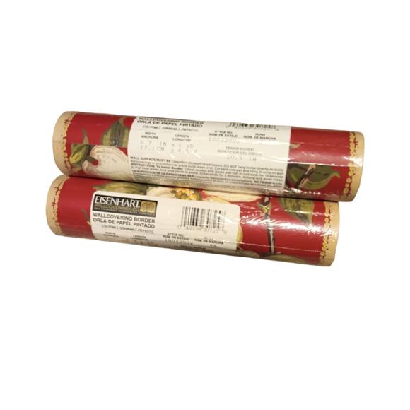 Vintage Eisenhart Red Floral Wallpaper Border 10032902 2 New Rolls - Picture 1 of 2